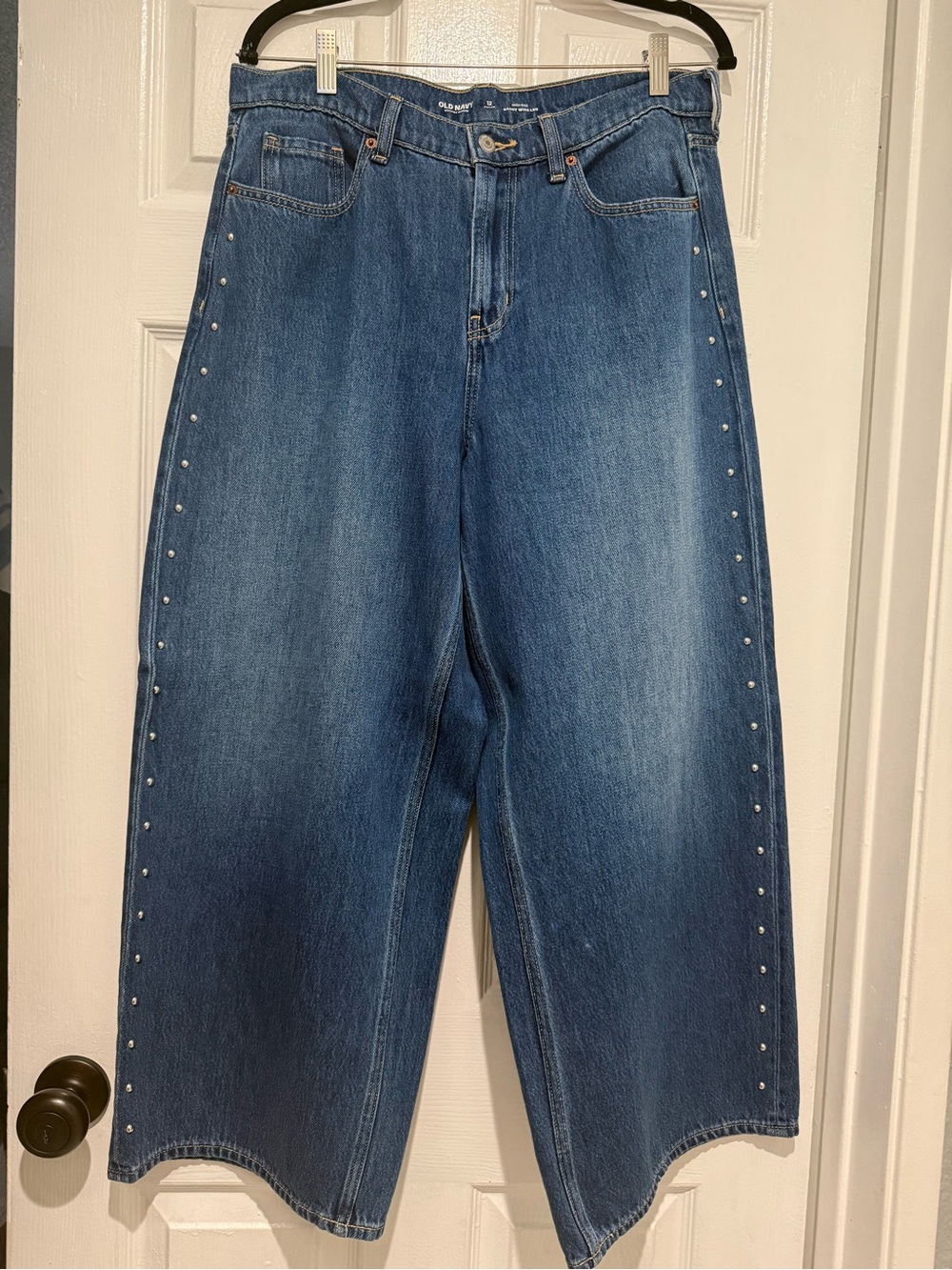 Old Navy Medium Blue Wide-Leg Jeans with Side Studs